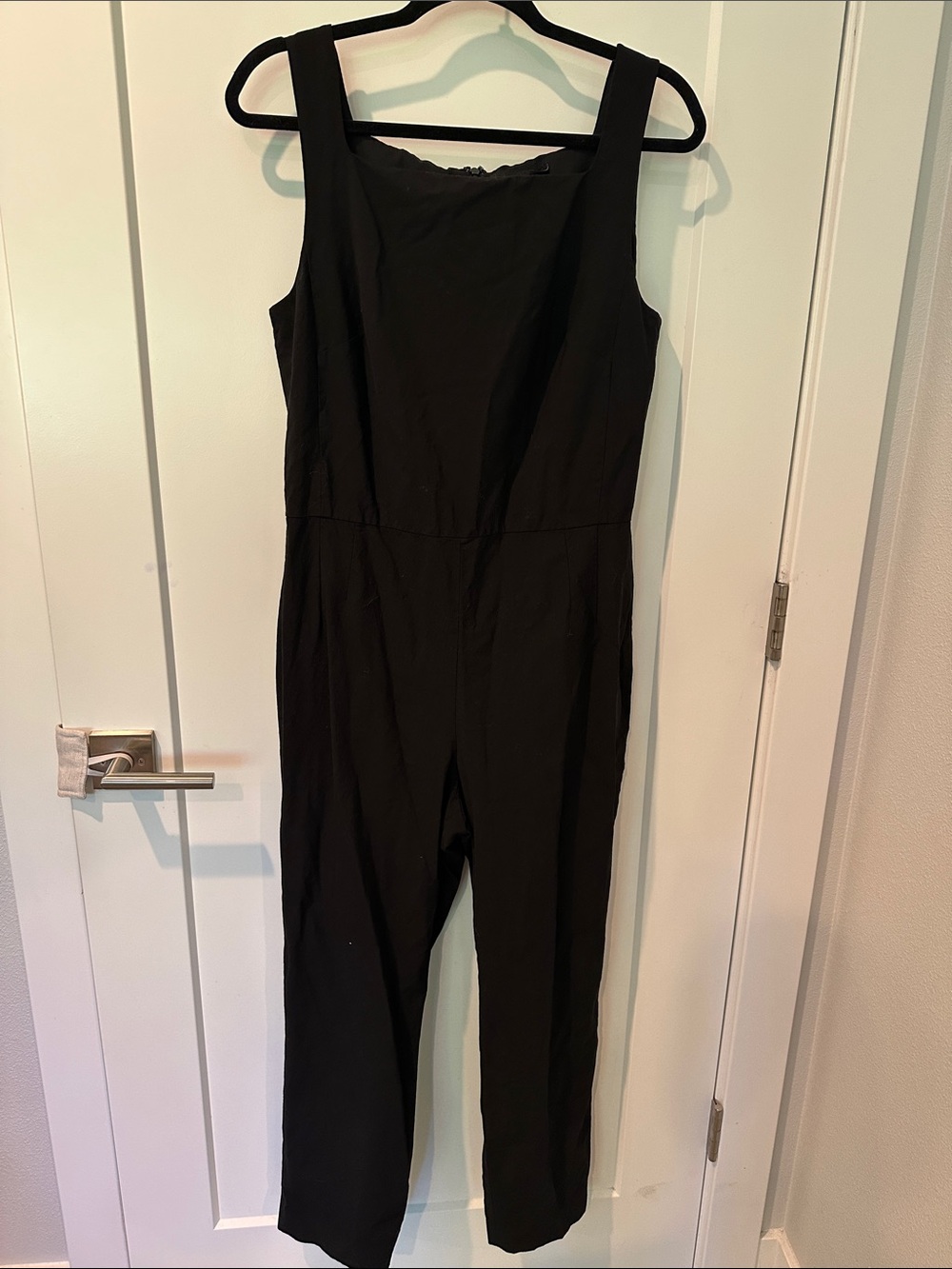 Theory Black Sleeveless Straight-Leg Jumpsuit